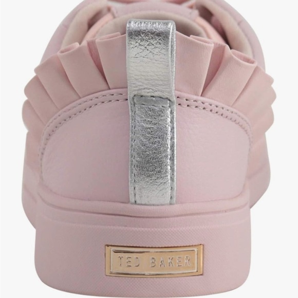 Ted Baker London Astrina Pink Sneakers Lace Up leather ruffle detail size 7.5 - Picture 2 of 11